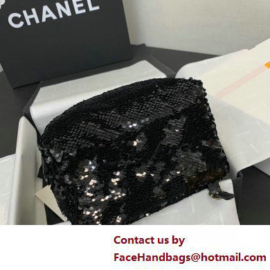 Chanel Sequins  &  Silver-Tone Metal Mini Backpack Bag AS4662 Black 2025